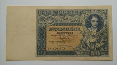 Banknot II RP 20 złotych 1931 seria: DK
