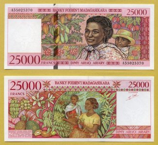 -- MADAGASKAR 25000 ARIARY nd/ 1998 A P82 UNC