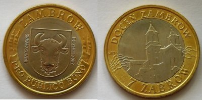 7 Ząbrów Zambrów moneta zastępcza 2009 r.
