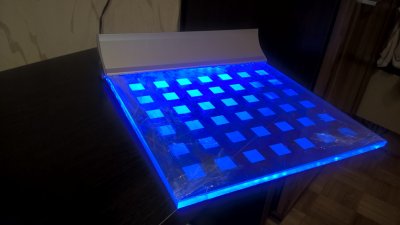 Półka szklana podświetlana LED niebieski 32x32