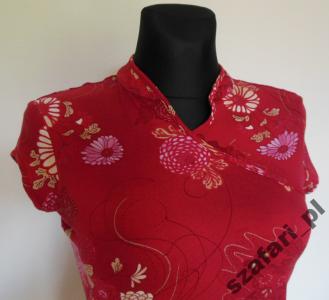 NEXT czerwona bluzka japan style 40 kwiaty wiskoza