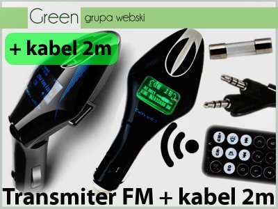 Transmiter FM z akcesoriami USB ładowarka MP3