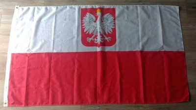 Flaga Polski z Godłem 150 cm x 90 cm