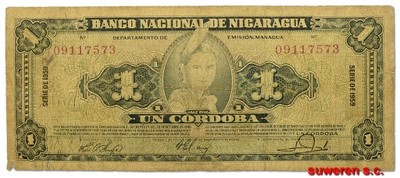 3.Nicaragua, 1 Cordoba 1959, P.99.c, St.3/4+