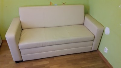 Sofa rozkładana 3oso BODZIO EKOSKÓRA ecru - OKAZJA - 6600996241 - oficjalne  archiwum Allegro