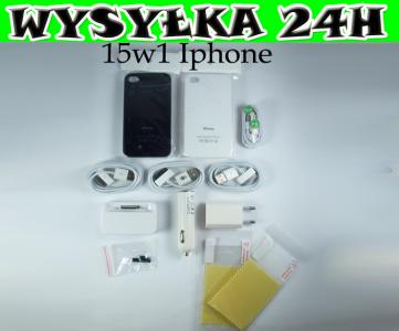 Zestaw 15w1 iPhone 4 4g ładowarka kabel USB folia