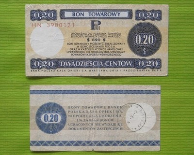 Bon PEWEX-u , 20 centów 1979 rok   tanio