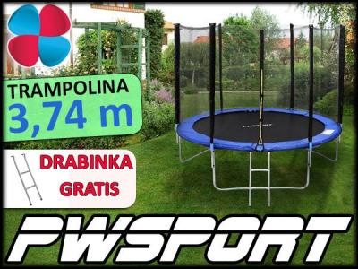 Trampolina 374cm z Siatką +Drabinka 12ft TR03
