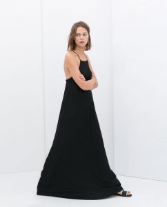 146 ZARA sukienka maxi czarna sznurowana NEW 34 XS