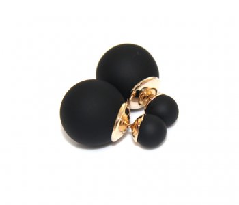 kolczyki perły podwójne czarne matowe glamo - 6061830751 - oficjalne  archiwum Allegro