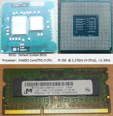 Intel Core i3-350M 2.27Ghz 3M Cache + 1GB RAM DDR3 - 6632880532 - oficjalne  archiwum Allegro