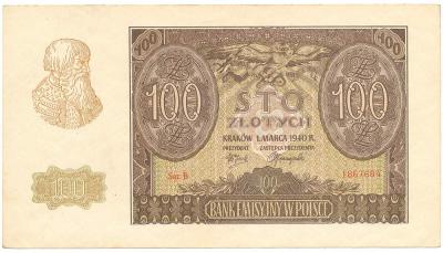 718. 100 zł 1940 - Falsyfikat ZWZ - st.2+