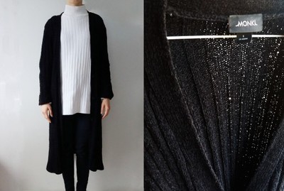 długi sweter kardigan narzutka czarny minimal monk