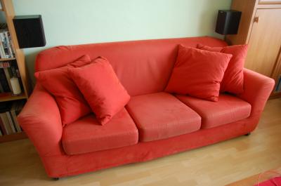 Sofa Ikea Tomelilla 3-osobowa czerwona - 6004980273 - oficjalne archiwum  Allegro