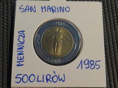500 Lirów 1985 SAN MARINO  stan  menniczy