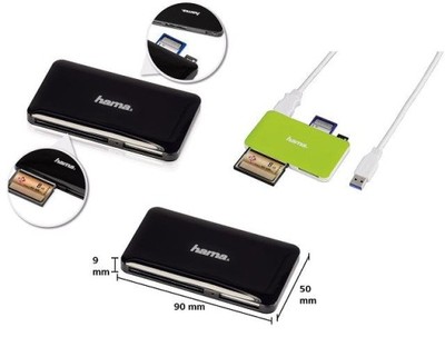 Hama CZYTNIK KART USB 3.0 SLIM zielony