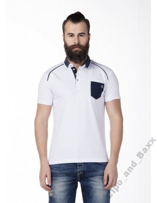 T-shirt męski polo CIPO&BAXX CT 192 M WHITE