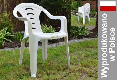 Krzesło plastikowe ogrodowe z plastiku Duże BIAŁE