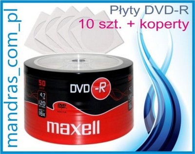 _Płyty DVD-R maxell 10 szt+ KOPERTY DVD biuro ŁÓDŹ