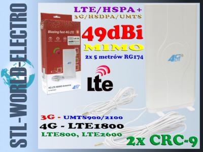 ANTENA DUAL MIMO 3G 4G LTE 49dBi TS-5 CRC-9 E5377T