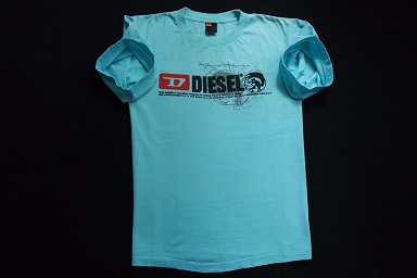 DIESEL koszulka polo niebieska nadruk t-shirt____L