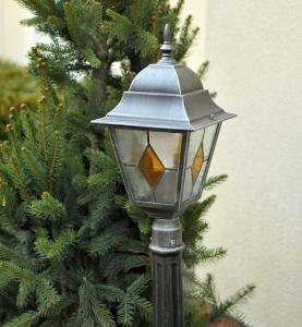 Lampa stojąca słupek ogrodowy 120 cm z witrażem