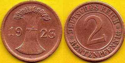 NIEMCY  2 Rentenpfennig  1923 r  A