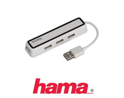 HUB USB Hama 4 porty USB Biały (000121690000)