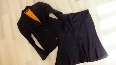 Anne Klein wool kostium garsonk spódnica żakiet 40