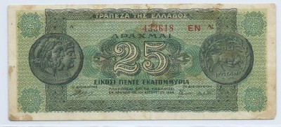 Grecja 25,000,000 Drachmai 1944, P-130
