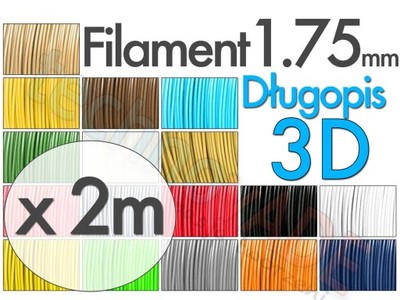 Filament 3D PLA 1.75mm wkłady 2mb do długopisu 3D