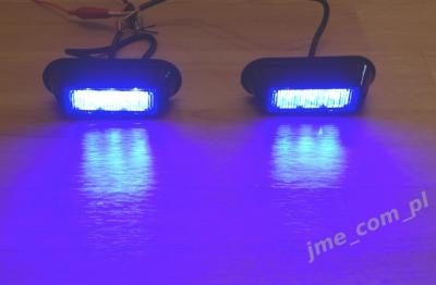 Stroboskopy ostrzegawcze LED 2x3W niebieskie