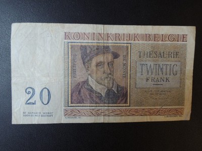 Banknot 20 Franków 1956 rok - Belgia.