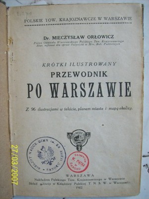 Orłowicz ILUSTROWANY PRZEWODNIK PO WARSZAWIE 1922