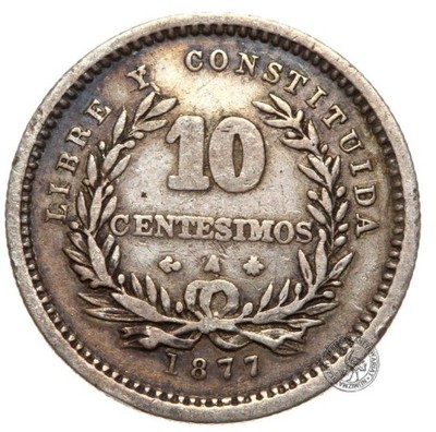 Urugwaj - moneta - 10 Centesimos 1877 - SREBRO
