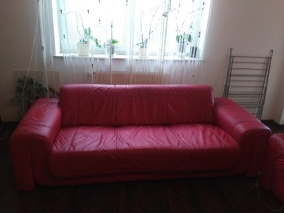sofa skórzana - czerwona