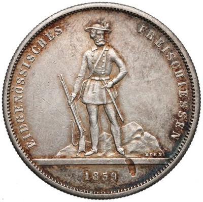 Szwajcaria 5 franków  1859 ZURICH b.rzadka