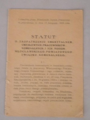 Statut o zaopatrzeniu emerytalnym Włocławek 1929