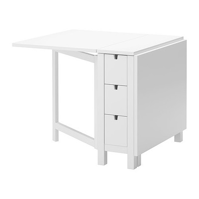 IKEA NORDEN - stół rozkładany z szufladami biały - 6863449933 - oficjalne  archiwum Allegro
