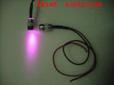 Kontrolka LED różowa clear 5mm 12 24v chrom