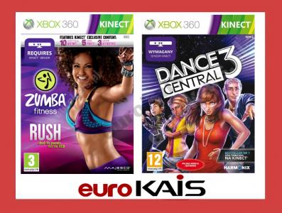 2 GRY XBOX 360 KINECT ZUMBA + DANCE CENTRAL 3