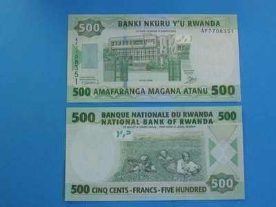 Rwanda Banknot 500 Francs 2008 P-34 stan UNC