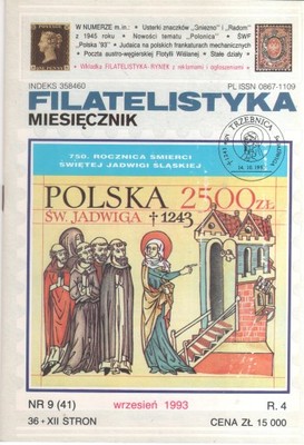Miesięcznik FILATELISTYKA  9 /1993