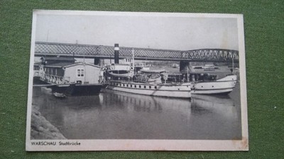 Warszawa z czasów okupacji most, przystań i statki