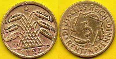 NIEMCY  5 Rentenpfennig  1923 r  D