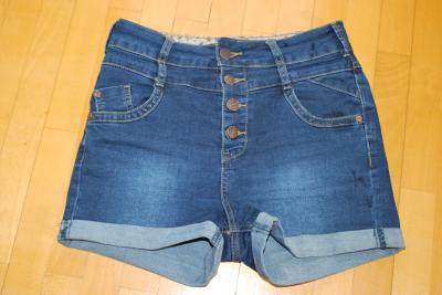PRIMARK szorty jeans wysoki stan guziki S/M