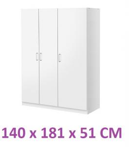 IKEA szafa 3 drzwiowa 140x51x181 cm DOMBAS biała - 4409447273 - oficjalne  archiwum Allegro