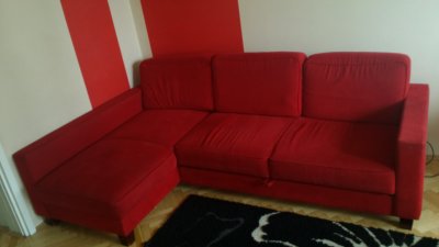 Narożnik LEWY kanapa IKEA czerwony rozkładany - 6366972127 - oficjalne  archiwum Allegro