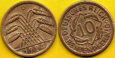 NIEMCY  10 Rentenpfennig  1924 r  D