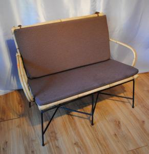 Siedzisko dwuosobowe ławka drewno metal fotel - 5105521394 - oficjalne  archiwum Allegro